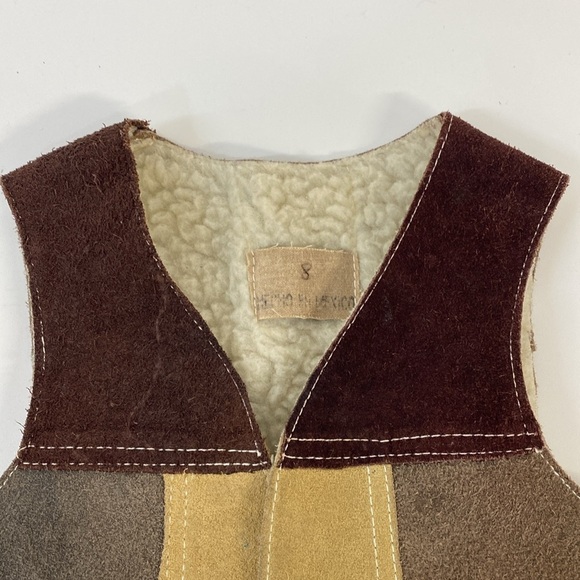 Vintage Suede Patchwork Vest Shearling Boys/Girls 8 - Picture 5 of 12